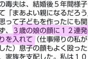 【画像】まんさん「帰宅すると夫が娘に12連発の蹴りを入れてるところでした」