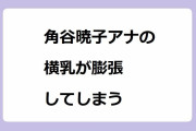 角谷暁子アナの横乳が膨張してしまう！ニット巨乳を横から撮影されるワールドビジネスサテライト