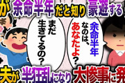 私が余命半年だと勘違いし愛人と豪遊する夫「まだ生きてるの？」 私「余命半年なのはあなたよ？」後日夫が半狂乱になり大事件を巻き起こす…【2chスカッと・ゆっくり解説】
