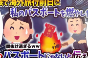 【2chスカッと】旅行前日に私のパスポートを燃やした夫 私のパスポートじゃないと伝えると【ゆっくり解説】