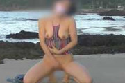 【個人撮影】普段真面目な素人彼女が海岸で全裸オナニー♡素人カップル投稿映像