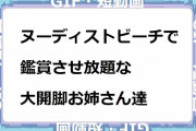 ヌーディストビーチで鑑賞させ放題な大開脚お姉さん達