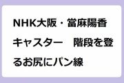 NHK大阪・當麻陽香キャスター　階段を登るお尻にパン線！吉川八幡神社の石段を上る白パンお尻