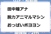 田中瞳アナ　脱力アニマルマシンでおっぱいボヨヨンGIF
