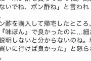 【えぇ】妻「ポン酢買ってきて！」→「どぼじでポン酢買っでぐるのお゛ぉ゛ぉ゛ぉ！！！」
