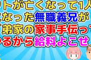 【2ch】過大評価して転職ばっかくりかえす現在無職の義兄がウトが亡くなって一人になったので我が家に凸してきた…【2ch面白いスレ 5ch スカッと】