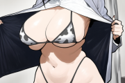 【二次エロ】美人女上司滝沢さんのエッロい牛柄ビキニでハメさせてもらうエロ画像