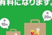 【悲報】マクドさん、紙袋を有料(高い）にしてしまう