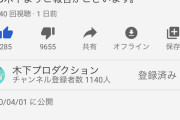 TKO木下さん、YouTubeで凄まじい低評価率を獲得