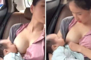 【エロ動画 素人】 タクシーで授乳する巨乳人妻を映した車内カメラ映像、エロすぎて話題沸騰ｗｗ