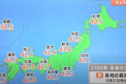 【衝撃】東京の最高気温、43.3℃になるｗｗｗｗ