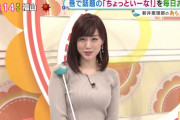 新井恵理那アナ、朝からおっぱいパツパツ
