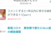 【悲報】ガールズちゃんねるの勢い1位、「コメントすると1年以内に幸せな結婚ができるトピpart2」