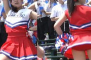 2022夏の甲子園で日大三高チアガールが赤アンスコお尻ブルマチラリ