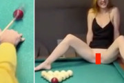 【エロ動画 素人】 女性のアソコにビリヤードのボールを打った結果ww