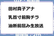 田村真子アナ　乳首寸前胸チラ！油断前屈み生放送GIF