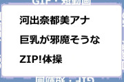 河出奈都美アナ　巨乳が邪魔そうなZIP!体操GIF