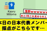 サッカー日本代表、ウルグアイ戦の採点がこちらです…