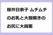 桜井日奈子 ムチムチのお乳と大股開きのお尻に大興奮！モンキー渡過の大開脚を撮影されてしまう