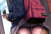 【画像】電車内でスカートが捲れてパンツが見えてる女子高生がTwitterで2万いいねｗｗｗ