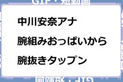 中川安奈アナ　腕組みおっぱいから腕抜きタップンGIF