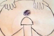 【画像】子供さん、アナルセックスの絵を描いてしまう