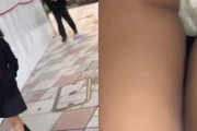通学中のJKが後をつけられて白パンツを下から盗撮されてしまう