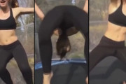 『ハプニング動画』トランポリン体操女子、演技中潮吹いてしまうwwww