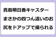 貴島明日香キャスター　まさかの四つん這いのお尻をドアップで撮られる！タイトスカートでお尻突き上げ女尻ポーズ