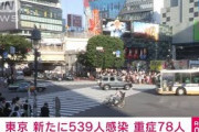 新型コロナ　東京の新規感染539人　重症78人　(2021年5月29日)