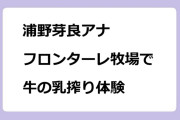 浦野芽良アナ　フロンターレ牧場で牛の乳搾り体験