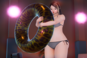 【画像】3Dエロゲーでナイトプールで誘惑するギャルを作ったで！