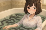 【画像】ワイ「猫耳美少女が大量のウナギが入ったお風呂で入浴してる画像を描け😠」ChatGPT「はい」