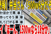 【2ch面白いスレ】【悲報】弁当さん「500ｗ6分だぞ！」ワイ「ほーん、1500ｗなら18分か」ｗｗｗｗｗｗｗｗｗ　聞き流し/2ch天国