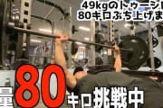 【朗報】ワイくん、三ヶ月でベンチプレス80kgを突破、トレーナーから褒められる