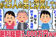 【2ch修羅場スレ】嫁が30人の男と浮気してた。嫁「二度としないから許して！」義父「男なら許すのが当然だろ！」俺「浮気相手25人ですよ？」義父「え？」→慰謝料総額5000万円www【ゆっくり】