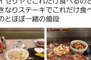 【画像】「サイゼリヤはいきなりステーキと同じ値段でこれだけ食えます」