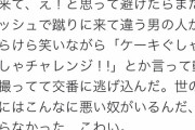 【悲報】ツイ女さん、若い男にケーキを蹴り飛ばされ撮影までされてしまう