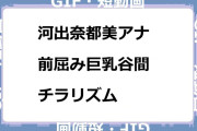 河出奈都美アナ　前屈み巨乳谷間チラリズムGIF
