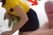 【エロ動画 素人】 ホテル清掃員の女の子にドッキリで勃起チ●コ見せた結果