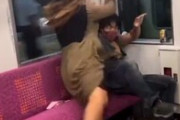 【動画】日本人男性　電車内で大喧嘩。女に喧嘩で負ける男性が撮影される