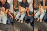 『動画』電車の中で目の前のもっこり(フル勃起)に気づいた女さん「..ぷw」