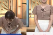 森山みなみアナがJチャンネルで屈み谷間おっぱい晒す
