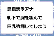 豊島実季アナ　乳下で腕を組んで巨乳強調してしまうGIF