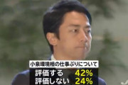 【悲報】小泉進次郎大臣の仕事ぶりについて「評価する」42％　「評価しない」24％
