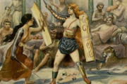 【画像】古代ローマに実在したおっぱい丸出しで戦う女性剣闘士さんｗ