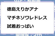 徳島えりかアナ　マチネソワレドレス試着おっぱいGIF