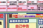 【画像】ワクチンを優先接種できる基礎疾患wwwwwwwwww
