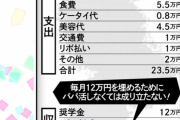 【画像】女子大生さん、一ヵ月生活するだけで２０万円以上かかる模様