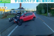 【動画】すり抜けバイクさん、右折対向車に激突